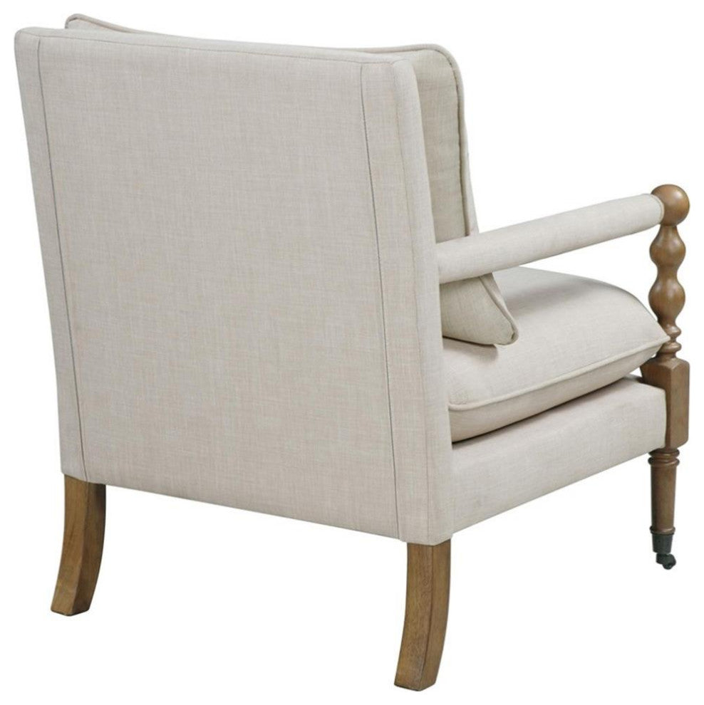 Coaster Blanchett Fabric Upholstered Accent Chair with Casters Beige