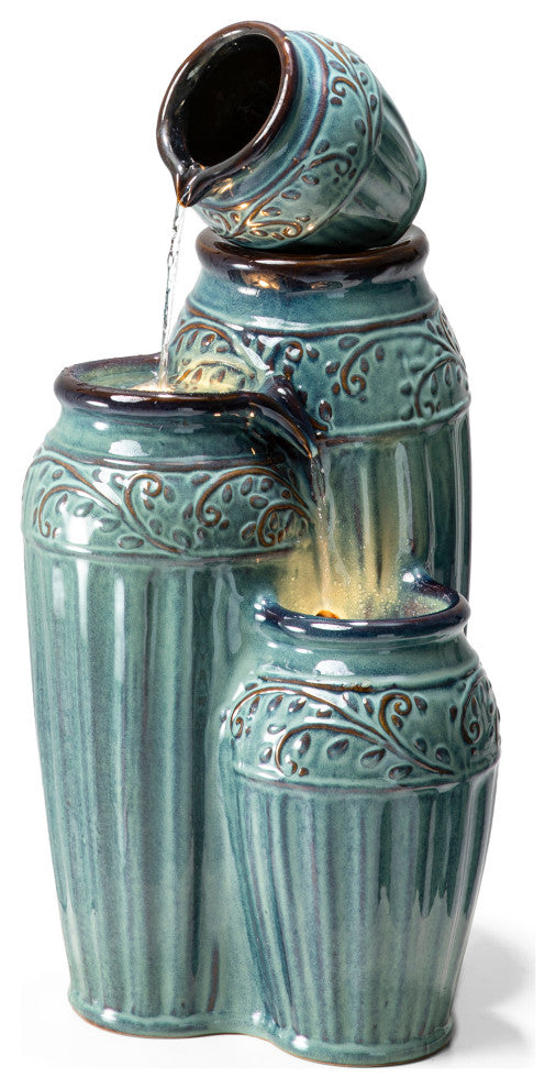 Embossed Pattern Ceramic Pots Fountain