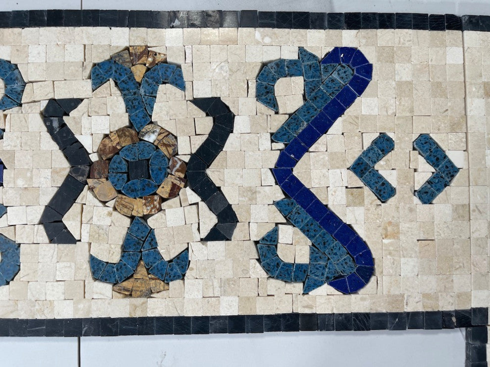Royal Sapphire 7.1x17.3 Marble Mosaic Border Listello Tile Polished, 1 piece