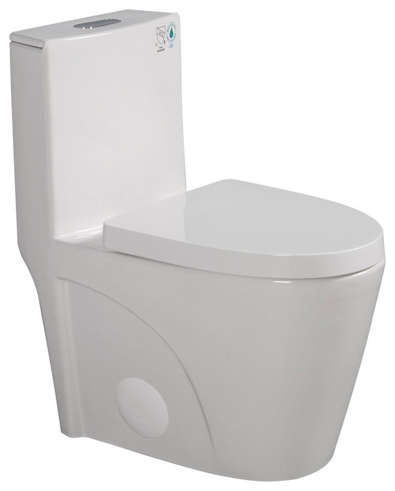 One-piece 1.1/1.6 GPF Dual Flush Elongated Toilet with Soft-Close Seat