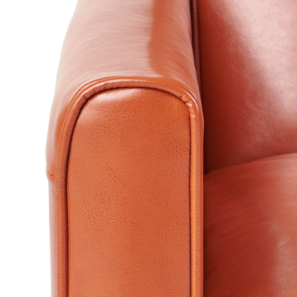 GDF Studio Hinus Indoor Upholstery Club Chair Recliner, Orange Leather