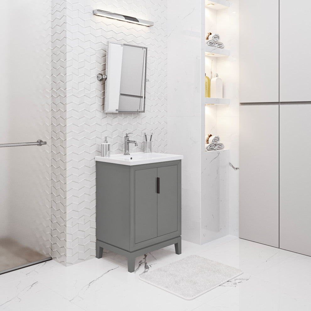Elise 24 In. Ceramic Sink Top Vanity in Cashmere Grey