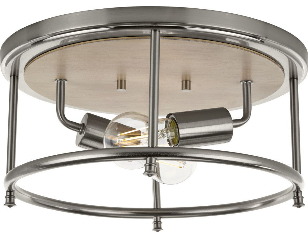 Durrell Collection 2-Light Brushed Nickel 13" Flush Mount