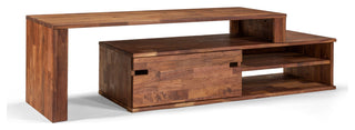 Zuma Solid Walnut Tv Stand And Cabinet, Adjustable Size