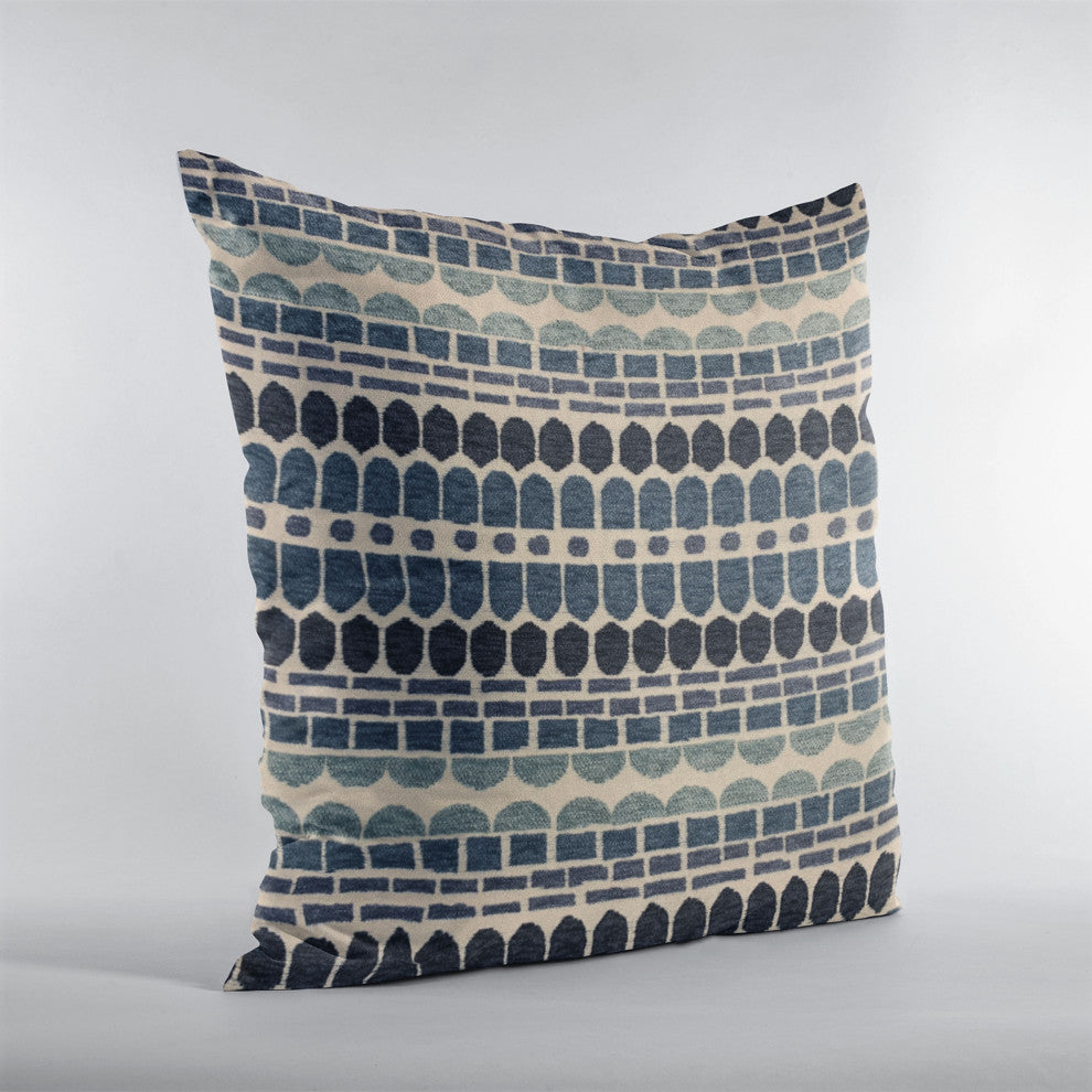 Plutus Blue Harmony Border Luxury Throw Pillow, 20"x30"