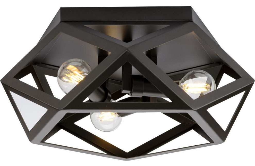 Saucedo Collection Three-Light Architectural Bronze Modern 14.6" Flush Mount