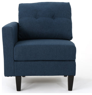 GDF Studio 7-Piece Niya Mid Century Modern Fabric Extended Sectional Sofa, Navy Blue