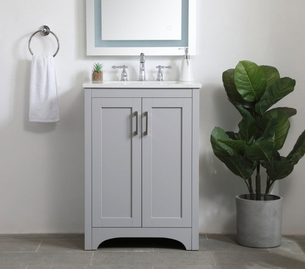 24" Single Bathroom Vanity, Gray