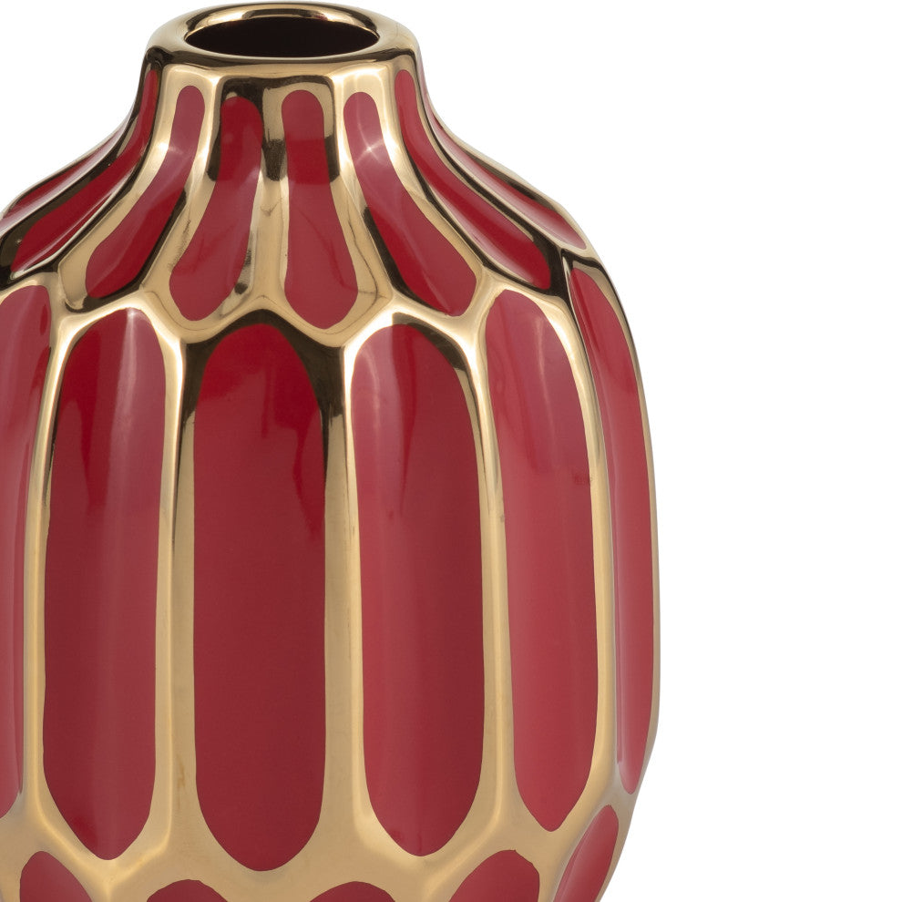 Ceramic Vase, 5"H, Set of 2, Navy/Red