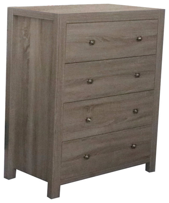 Commodious Brown Finish 4 Drawers Chest With Brass Knob.