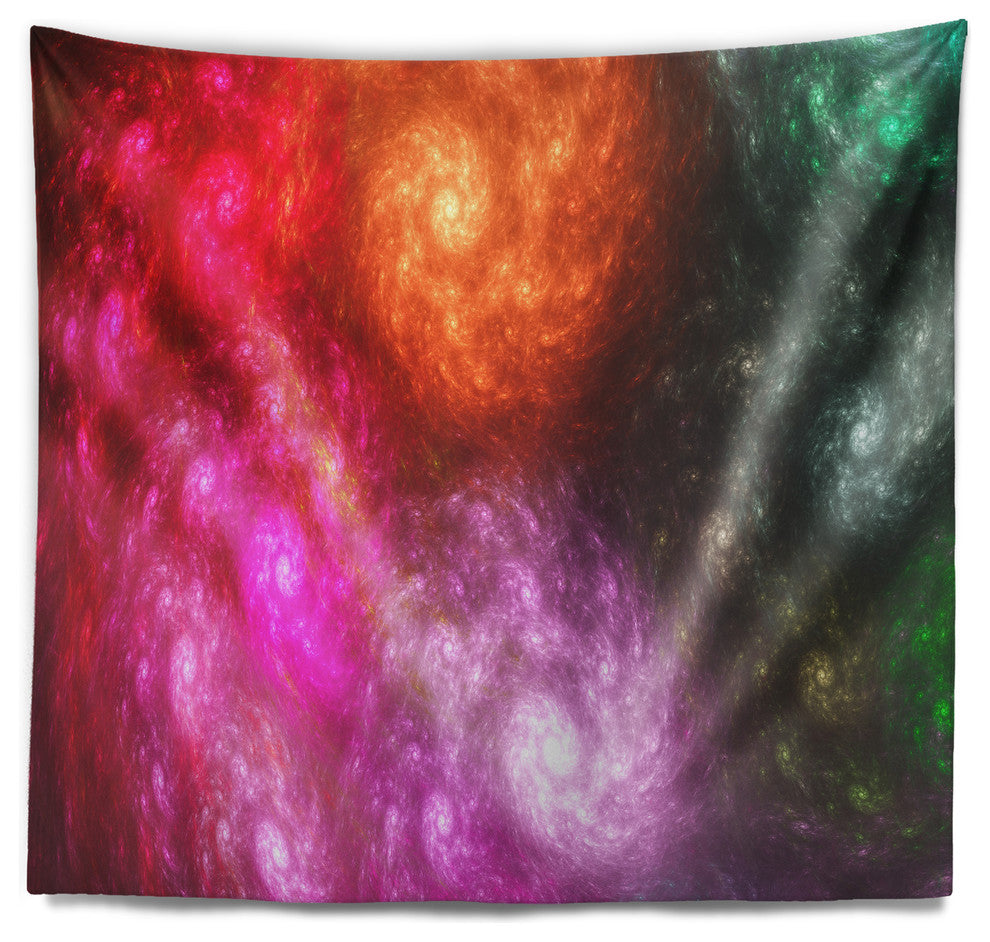 Multi Color Rotating Galaxies Abstract Wall Tapestry, 92"x78"