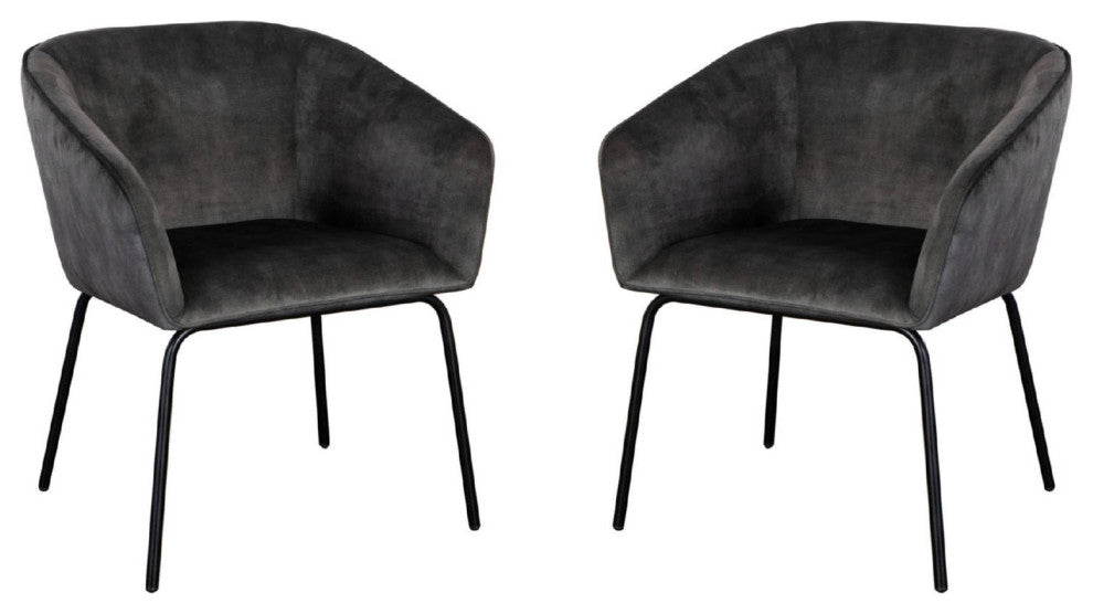 Avery Set of (2) Dining Chairs in Textured Grey Velvet by Diamond Sofa
