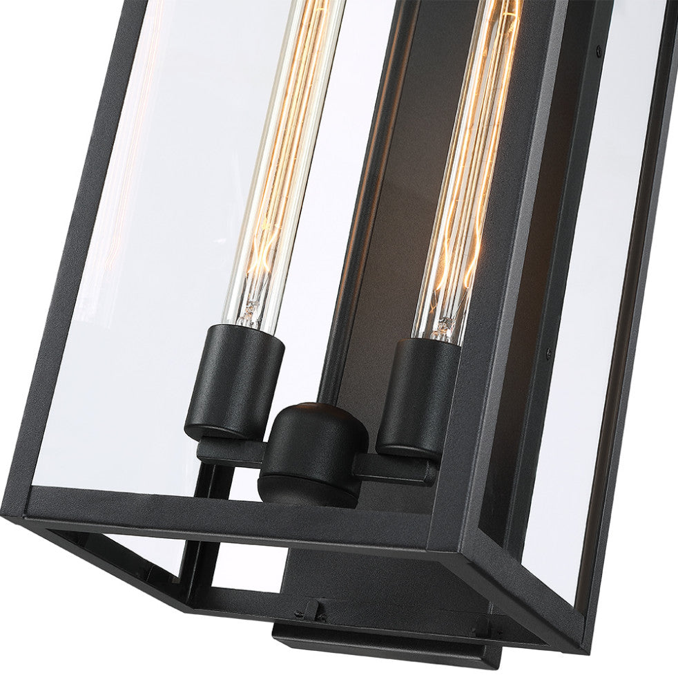 2-Light 20.5"H Modern Black Outdoor Lantern Wall Sconce