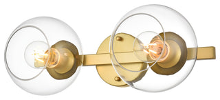 2 Light Brass And Clear Bath Sconce