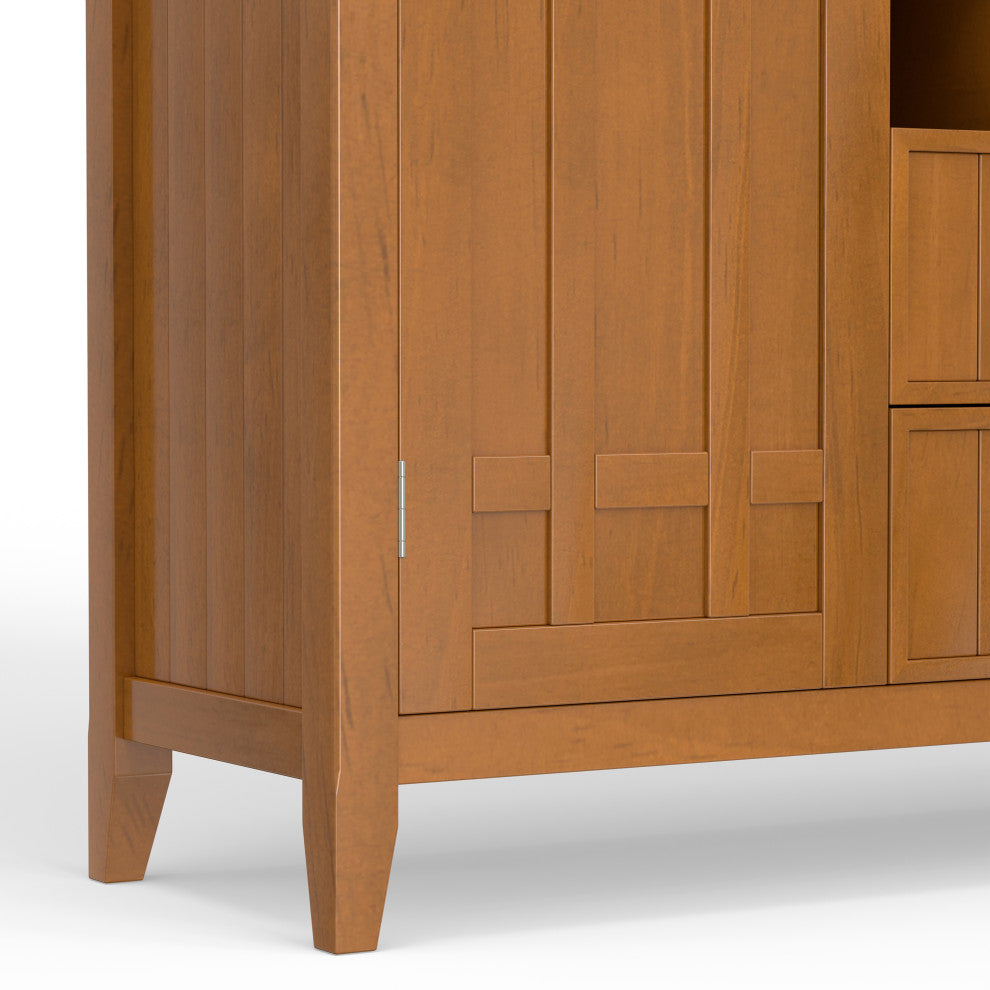 Bedford Solid Wood Sideboard Buffet And Winerack, Light Golden Brown