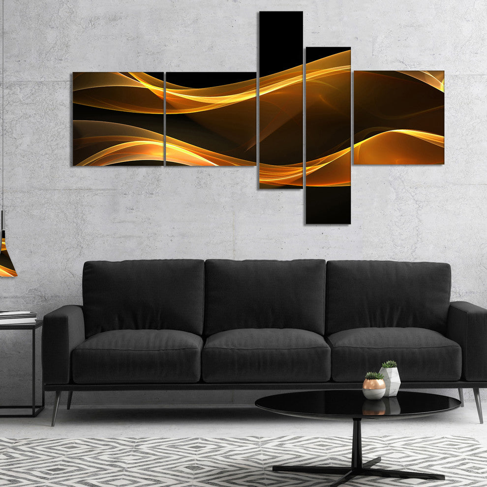 Straight Pink Waves, Abstract Canvas art print, 60"x32", 5 panels