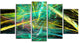 Green Yellow Magical Fractal Pattern, Abstract Canvas Art, 60"x32", 5 Panels