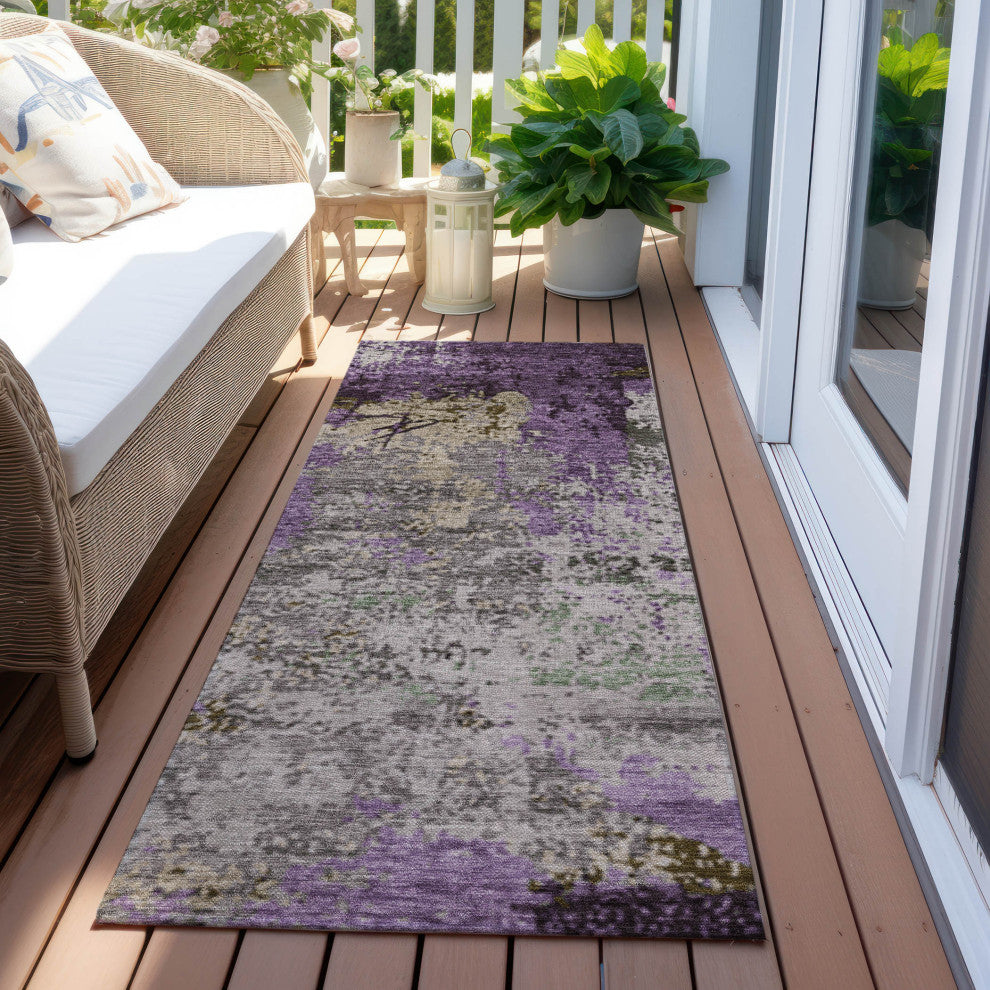 Machine Washable Indoor/Outdoor Chantille ACN1911 Violet 2'3" x 7'6" Runner Rug