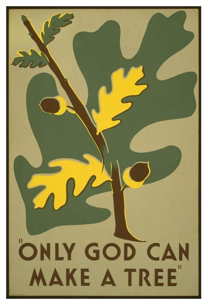 "Only God Can Make a Tree, 1938" Paper Print by Stanley Thomas Clough, 14"x20"
