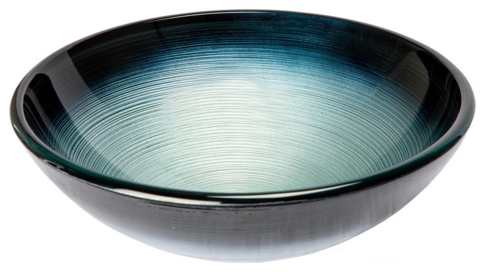 Eden Bath EB_GS73 Silver and Blue Rings Glass Vessel Sink