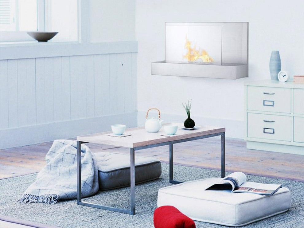 Wall Mounted Ventless Bio Ethanol Fireplace - Ater Stainless Steel | Ignis