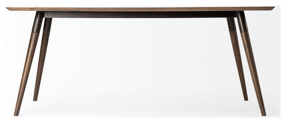 72" Dark Brown Solid Wood Dining Table