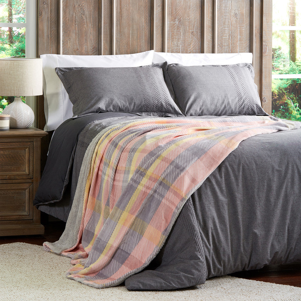 LHC Poly Fleece Sherpa Throw Blanket, Modern Blush