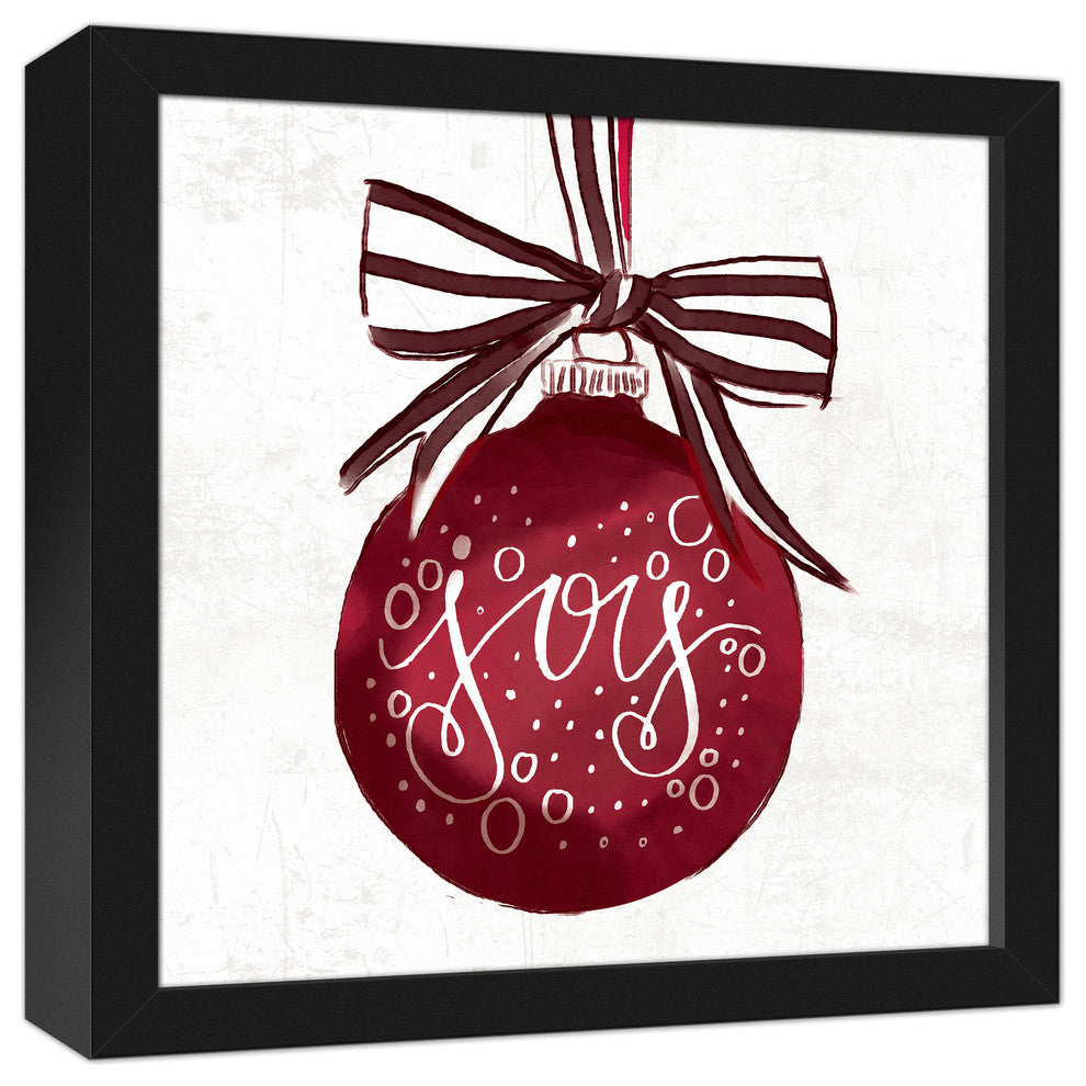 Joy Ornament 12x12 Black Framed Canvas