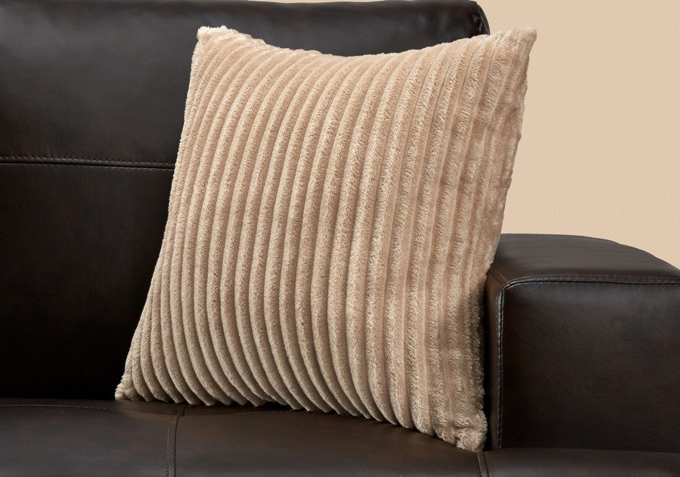 Pillow - 18"X 18" / Beige Ultra Soft Ribbed Style / 1Pc