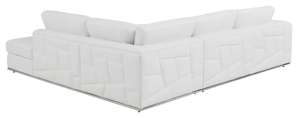 Skylar Genuine Italian Leather Modern Right Arm Facing Chaise Sectional, White
