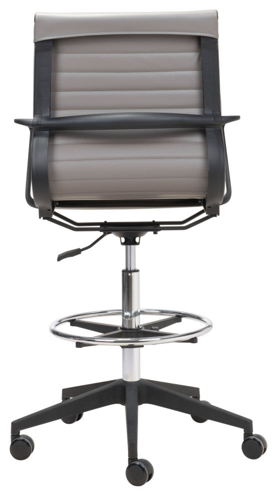 Computer Work Chair, Steel, Gray, Black, Chrome, Home Business Office