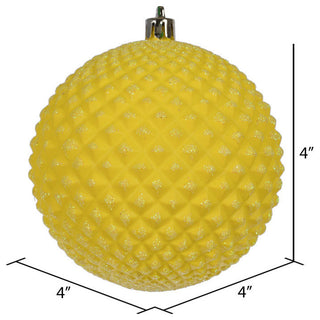 Durian Glitter Ball Ornament , Yellow, 4"
