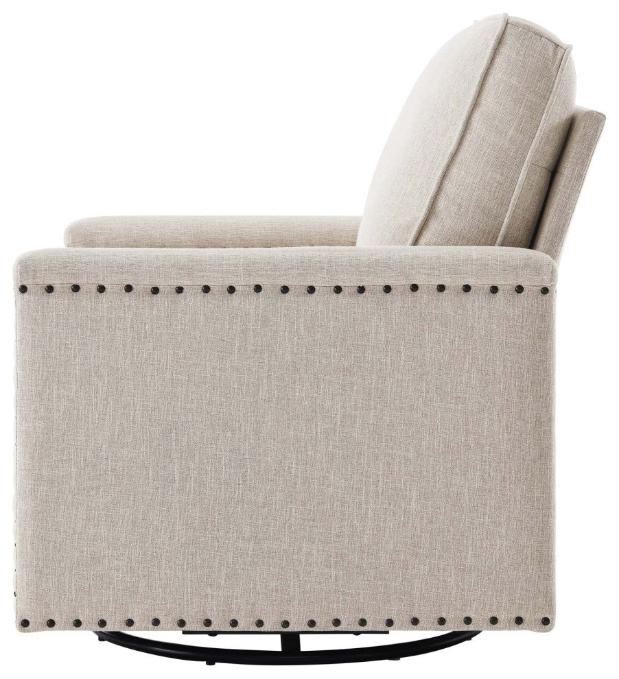 Armchair Accent Swivel Chair, Fabric, Beige, Modern, Living Lounge Hospitality
