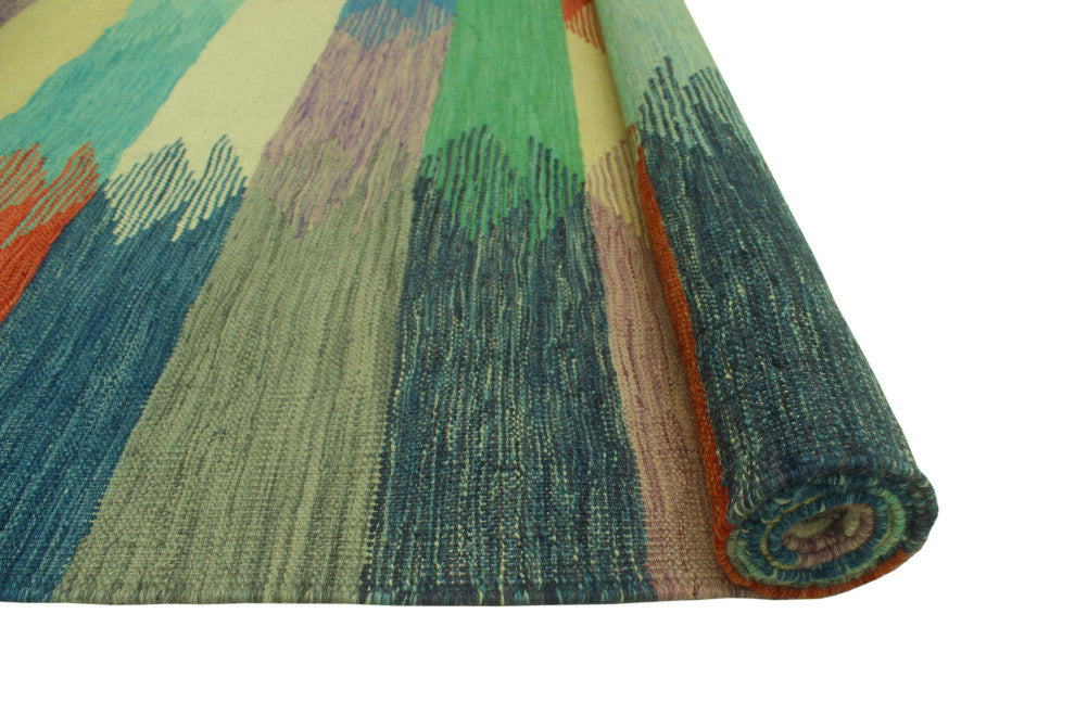 Winchester Kilim Oryngul Gray/Light Green Rug, 6'5x9'8