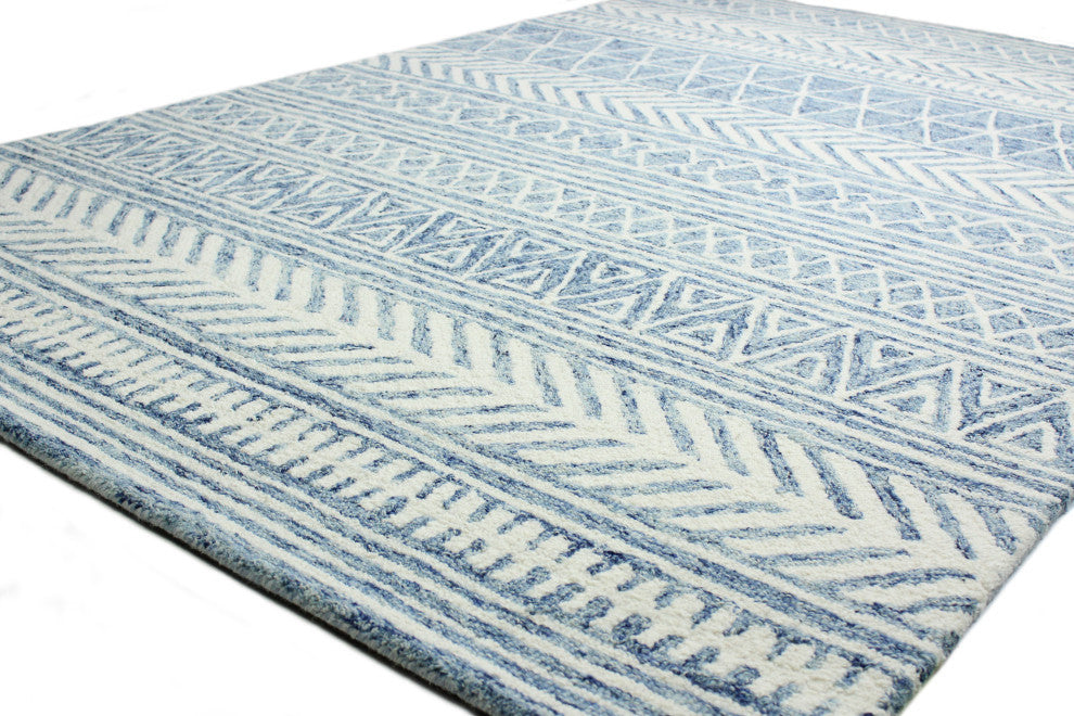 Bashian Nuncio Area Rug, Denim, 5x7.6