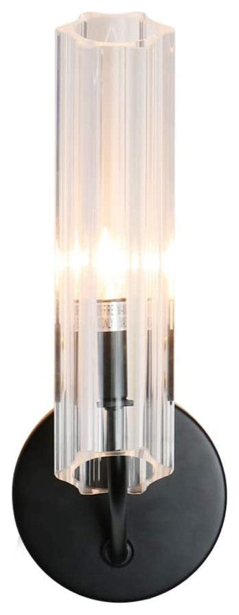 Modern 1 light wall fixture with glass shade black wall sconce for hallway