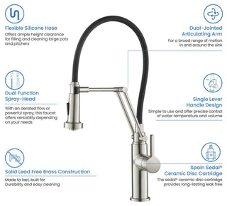 Engel Single Handle Pull Down Kitchen Faucet, Brushed Nickel