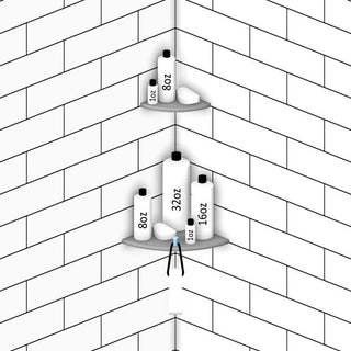 Boundless Shelving Solutions 9 inch Corner Shelf Ivory Bathroom Shower, No Hook