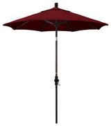 7.5' Bronze Collar Tilt Lift Fiberglass Rib Aluminum Umbrella, Sunbrella, Spectrum Ruby