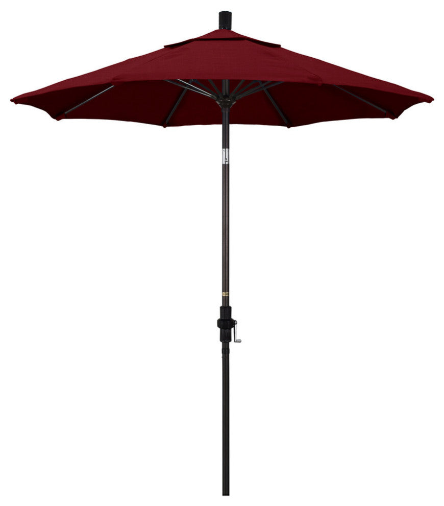 7.5' Bronze Collar Tilt Lift Fiberglass Rib Aluminum Umbrella, Sunbrella, Spectrum Ruby