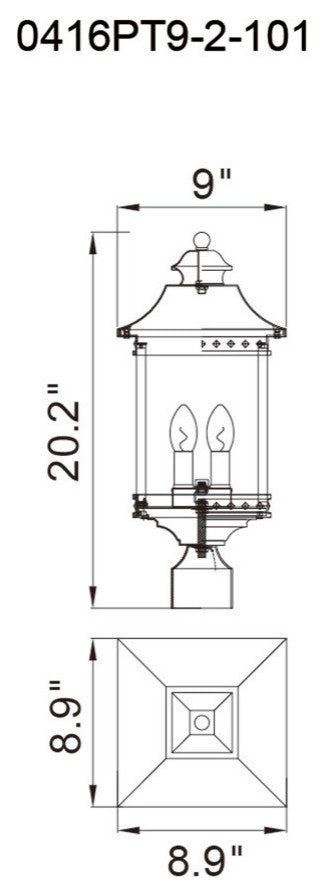 Cleveland 2 Light Black Outdoor Lantern Head