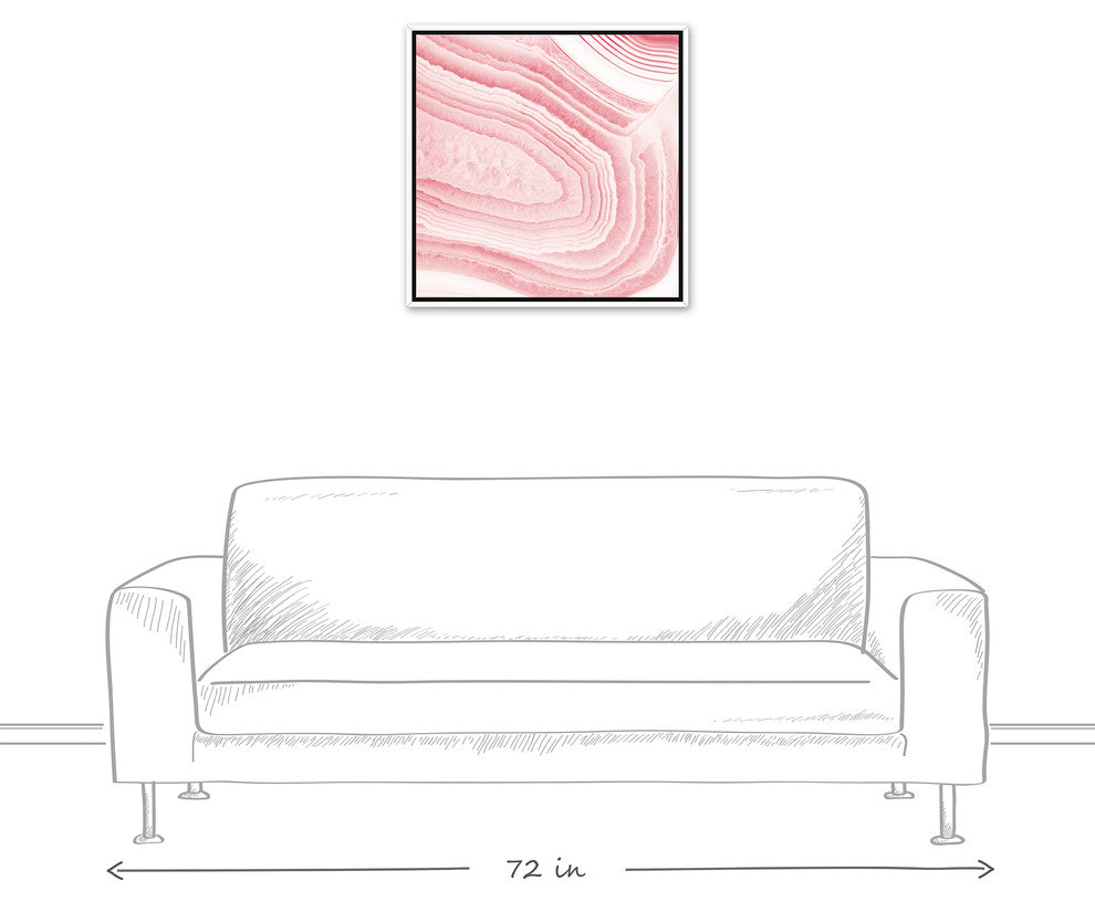 Agate Slice Detail Blush Pink 24x24 White Floating Framed Canvas