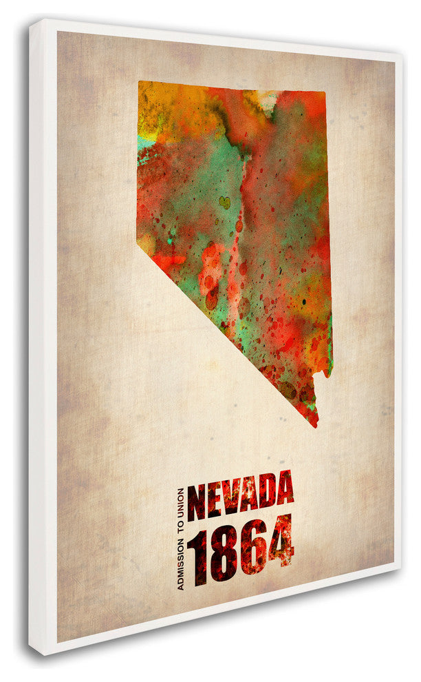 'Nevada Watercolor Map' Canvas Art by Naxart