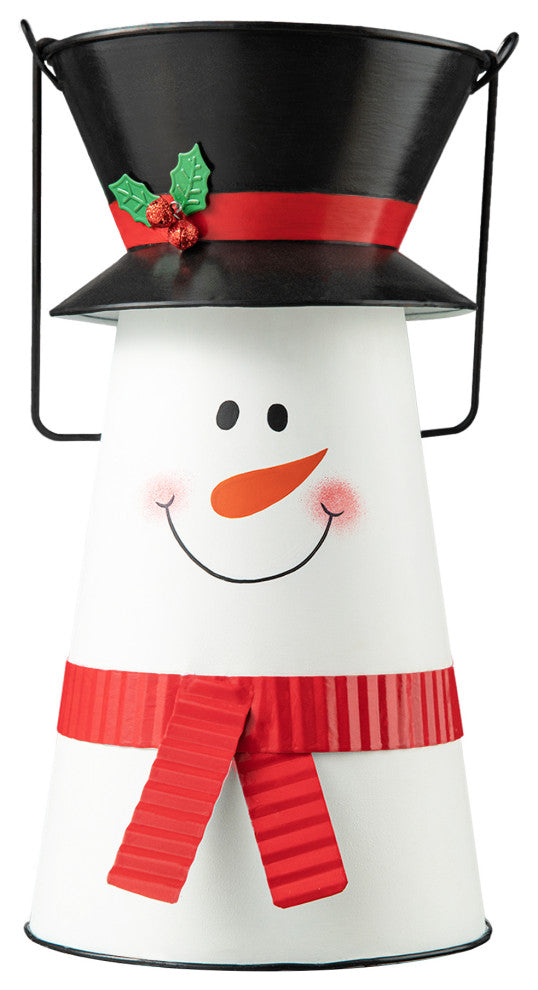 19.50"H Metal Snowman Decorative Bucket