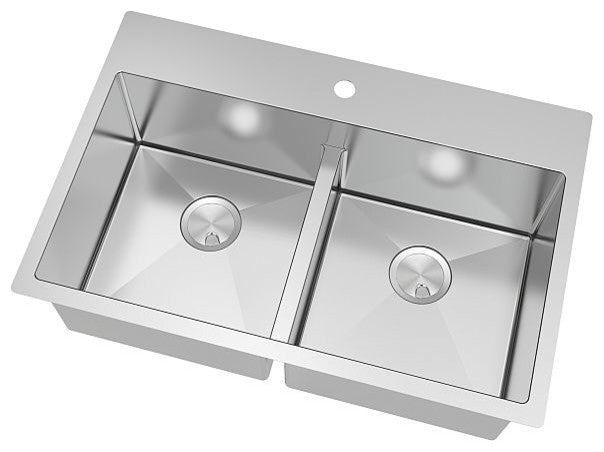 Transolid Diamond 16 Gauge Equal Double Dual Mount Stainless Steel Sink