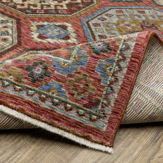 Hanford Panel Medallion Pink/Red Fringe Edge Area Rug Runner