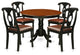 5 Pc Set, Round Kitchen Table And 4 Leather Dinette Chairs, Linen White