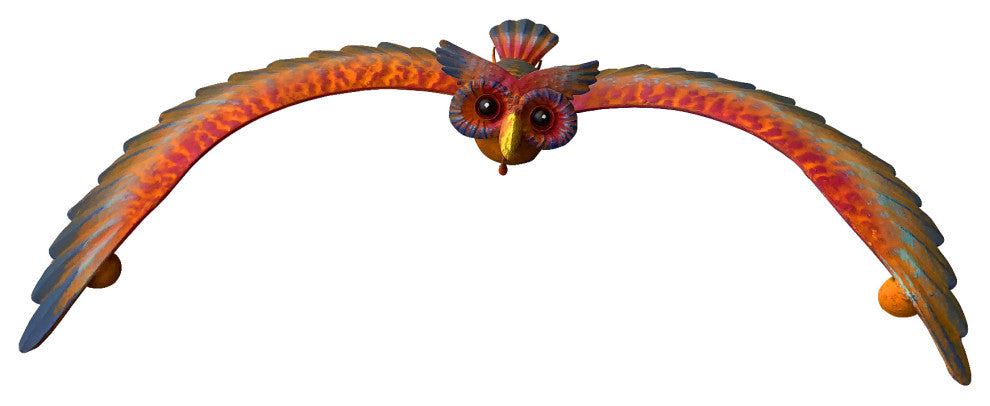 Rustic Metal Balancing Owl Garden Stake Outdoor Patio Yard Art
