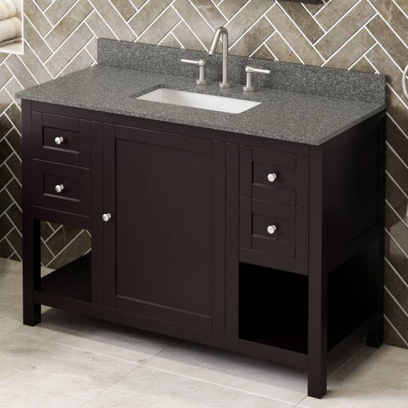 Astoria Transitional 48" Espresso Vanity, Boulder Cultured Marble Vanity Top