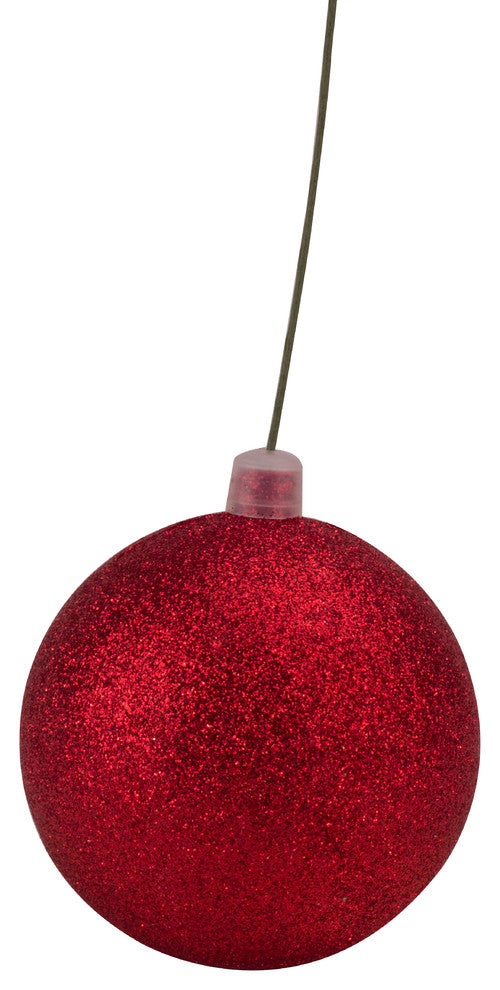 80Mm 3" Red Glitter Ball Ornament With Wire